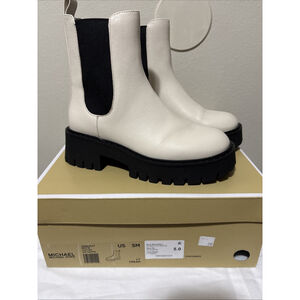 Michael Kors Asher 40F4ASFE5L Boot Women 5M Lt Cream Leather Ankle